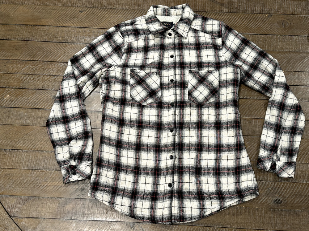 Ci Sono Plaid Collection Size S - Sherpa Lined Long Sleeve Shacket Missing Buttn